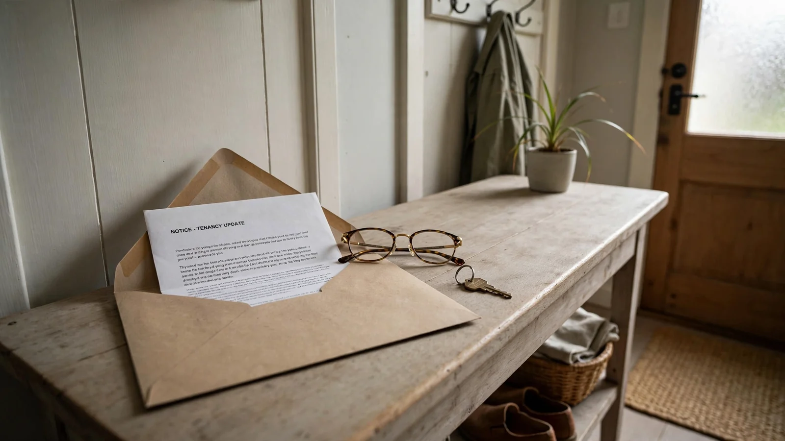 Printed verification letter in an opened envelope on a hall table